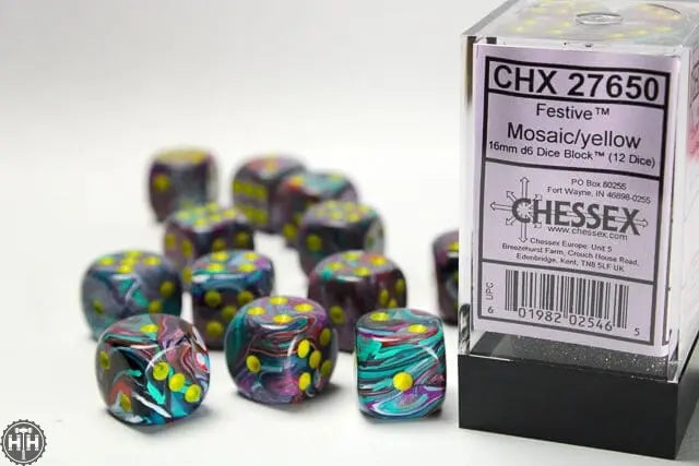 Set 12 Dadi Chessex D6 Mimetici Urbani – Dadi A Sei Facce Da 16 Mm, Maculati Grigio, Blocco CHX 25728, Nuovi