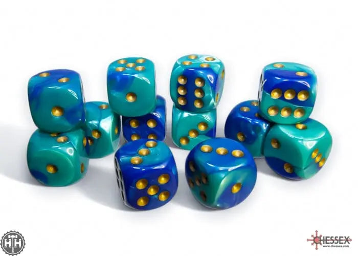 Chessex - 12mm d6 Dice Block (36 dados) - Gemini Purple-Teal/gold – La