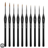 Golden Maple Detail Paint Brush Set with Triangular Handles - 10pcs