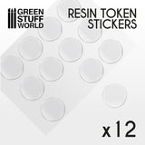 12x Resin Token Stickers 40mm