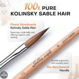 Golden Maple Premium Kolinsky Sable Painting Brush - 5PC Set