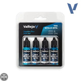 77256 - True Metallic: Metal Paint Set - Sapphire Blue (x4 Colours) True Metal Vallejo 