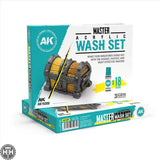 AK19300 Master Acrylic Wash Set Full Range 18 Colors AK Interactive