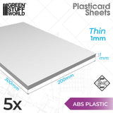 ABS Plasticard A4 - 1 mm COMBOx5 sheets