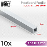 ABS Plasticard - Profile SQUARED TUBE 3 mm