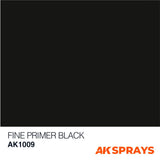 AK1009 Fine Primer Black - Spray 400ml (2 nozzles) Primer Spray AK Interactive 