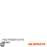AK1011 Fine Primer White - Spray 400ml (2 nozzles) Primer Spray AK Interactive 