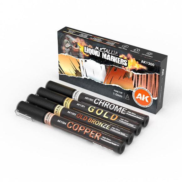 AK1300 METALLIC LIQUID MARKERS – 4 UNITS SET AK Markers AK Interactive 