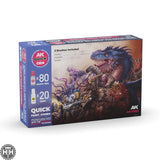 Ak17603 Quick Paint Combo Set 100 Colors (80 Quick Gen+20 Acrylic 3Gen+3 Brushes) AK Quick Gen AK Interactive 