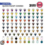 Ak17603 Quick Paint Combo Set 100 Colors (80 Quick Gen+20 Acrylic 3Gen+3 Brushes) AK Quick Gen AK Interactive 