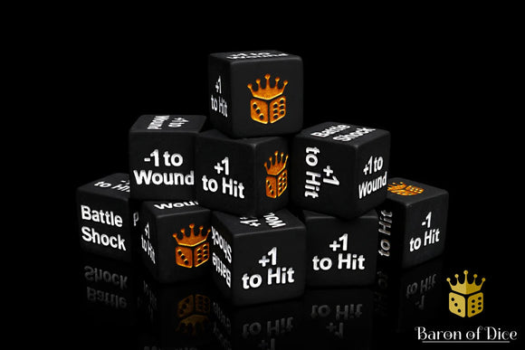 Baron Of Dice: 16mm D6 Battleshock & Counter 25pcs 16mm D6 Designs Baron of Dice 