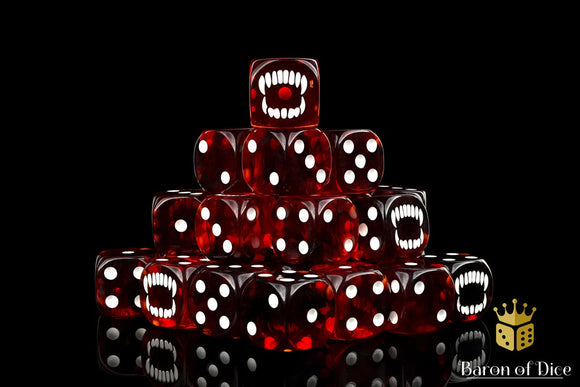 Baron Of Dice: 16mm D6 Bloody Bite 25pcs 16mm D6 Designs Baron of Dice 