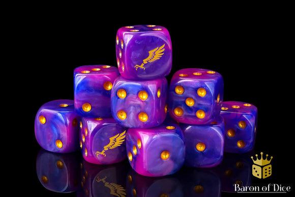 Baron Of Dice: 16mm D6 Children Of Profligacy, Gold Inlay Dice 25pcs 16mm D6 Designs Baron of Dice 