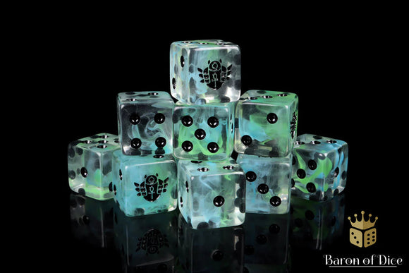 Baron Of Dice: 16mm D6 Day Of The Dead, Scarab 25pcs 16mm D6 Designs Baron of Dice 