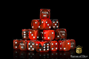 Baron Of Dice: 16mm D6 F*** Me Red 25pcs 16mm D6 Designs Baron of Dice 