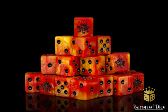 Baron Of Dice: 16mm D6 Fire Demon 25pcs 16mm D6 Designs Baron of Dice 