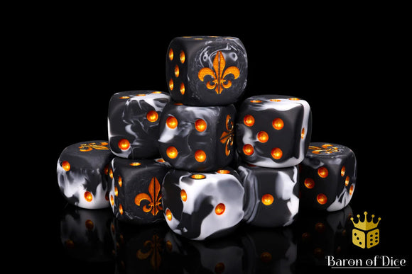 Baron Of Dice: 16mm D6 Fleur De Lis, Heritage 25pcs 16mm D6 Designs Baron of Dice 