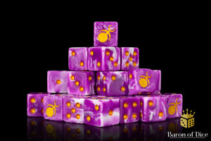 Baron Of Dice: 16mm D6 Gluttony, Gold Inlay 25pcs 16mm D6 Designs Baron of Dice 