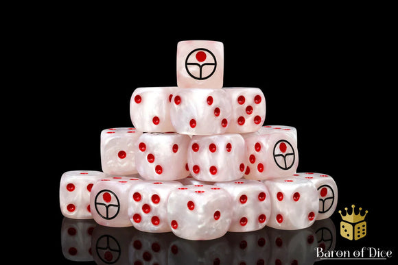 Baron Of Dice: 16mm D6 Universal Peace, White 25pcs 16mm D6 Designs Baron of Dice 