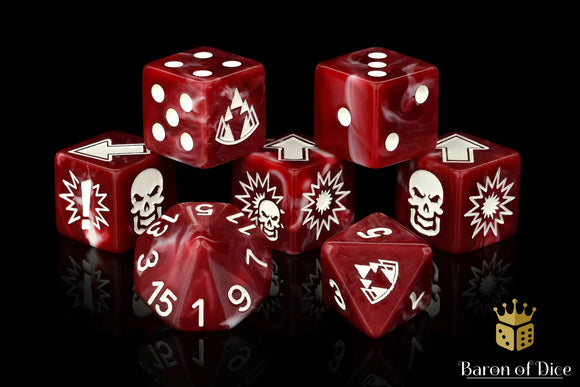 Baron Of Dice: Football Collection, Bloody Dwarven Mountain Dice Set 7pcs Football Collection Baron of Dice