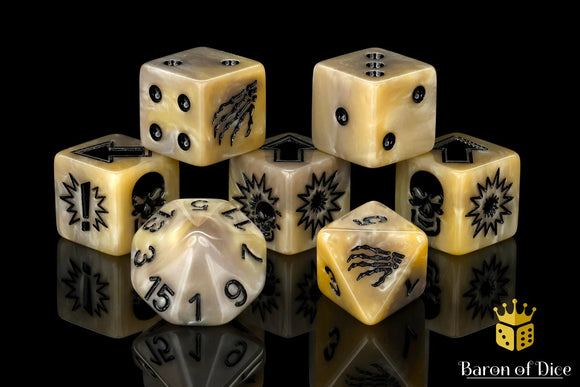 Baron Of Dice: Football Collection, Bone Skeleton Dice Set 7pcs Football Collection Baron of Dice