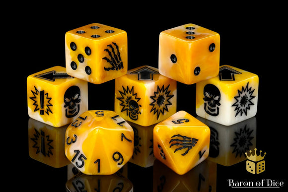 Baron Of Dice: Football Collection, Gold Skeleton Dice Set 7pcs Football Collection Baron of Dice