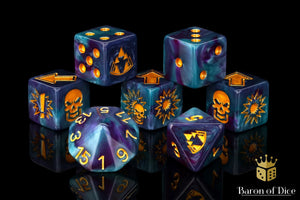 Baron Of Dice: Football Collection, Tanzanite Dwarven Mountain Dice Set 7pcs Football Collection Baron of Dice