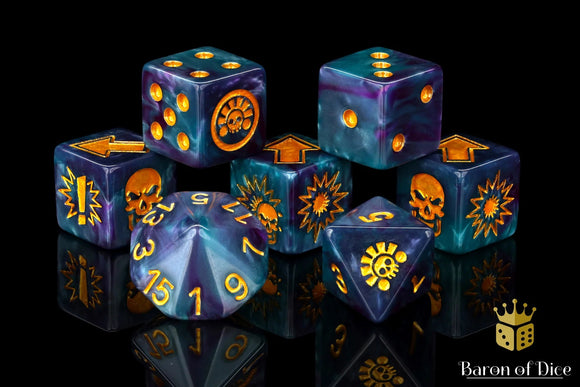 Baron Of Dice: Football Collection, Tanzanite Natives Dice Set 7pcs Football Collection Baron of Dice