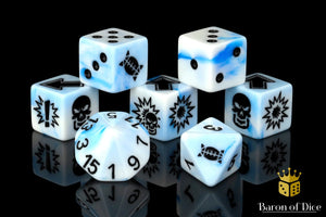 Baron Of Dice: Football Collection, White Ice Spiked Football Dice Set 7pcs Football Collection Baron of Dice