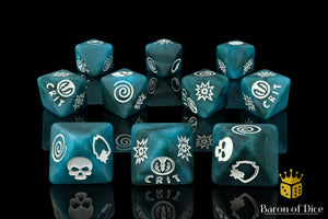 Baron Of Dice: Superhero Collection, Moon Bolt D8 Dice Set 10pcs Superhero Collection Baron of Dice