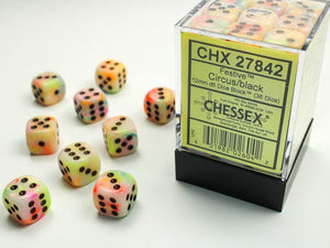 Chessex Festive Circus/black 12mm d6 Dice Block (36 dice) 12mm Dice Chessex 