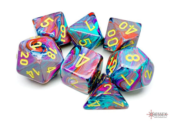 Chessex Festive Mosaic/yellow Polyhedral 7-Dice Set 7-Die Set Chessex 