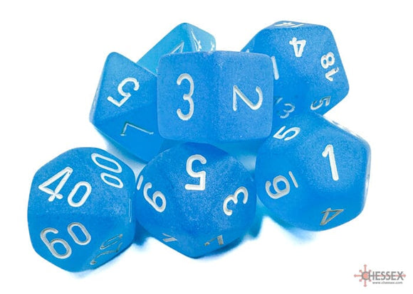 Chessex Frosted Caribbean Blue/white Polyhedral 7-Dice Set 7-Die Set Chessex 