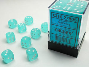 Chessex Frosted Teal/white 12mm d6 Dice Block (36 dice) 12mm Dice Chessex 