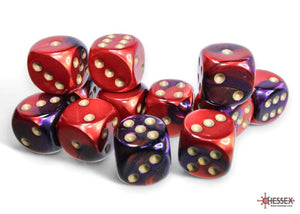 Chessex Gemini Purple-Red/gold 16mm d6 Dice Block (12 dice) 16mm Dice Chessex 