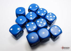 Chessex Opaque Blue/white 16mm d6 Dice Block (12 dice) 16mm Dice Chessex 