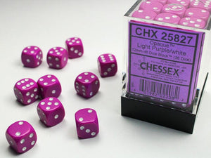 Chessex Opaque Light Purple/white 12mm d6 Dice Block (36 dice) 12mm Dice Chessex 