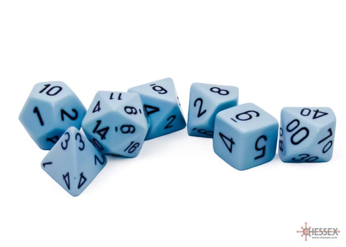 CHX-25466 Chessex Opaque Pastel Blue/black Polyhedral 7-Dice Set