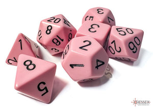 Chessex Opaque Pastel Pink/black Polyhedral 7-Dice Set 7-Die Set Chessex 