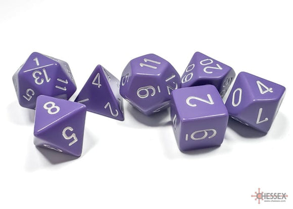 Chessex Opaque Purple/white Polyhedral 7-Dice Set 7-Die Set Chessex 