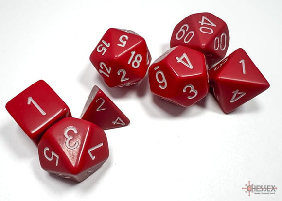 Chessex Opaque Red/white Polyhedral 7-Dice Set 7-Die Set Chessex 