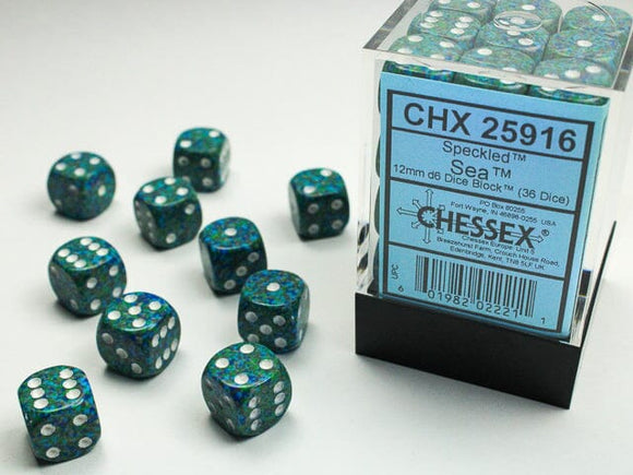 Chessex Speckled Sea 12mm d6 Dice Block (36 dice) 12mm Dice Chessex 