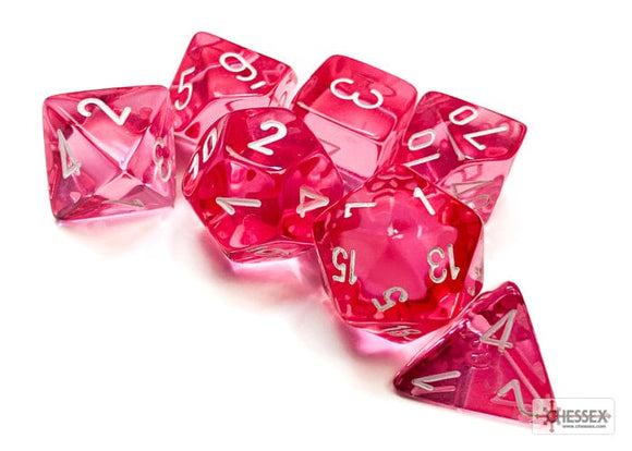 Chessex Translucent Pink/white Polyhedral 7-Die Set 7-Die Set Chessex 