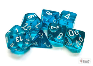 Chessex Translucent Teal/white Polyhedral 7-Die Set 7-Die Set Chessex 