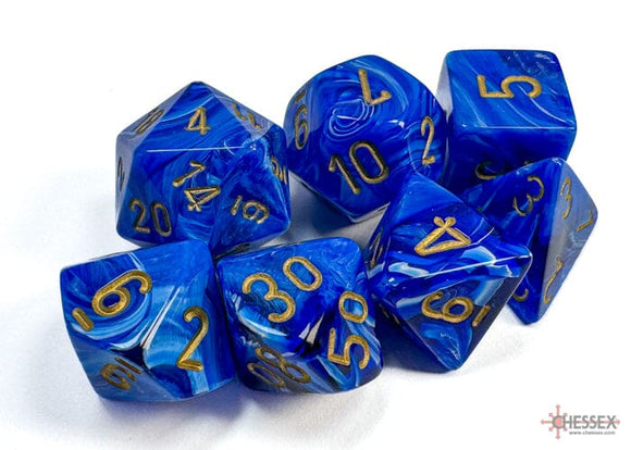 Chessex Vortex Blue/gold Polyhedral 7-Dice Set 7-Die Set Chessex 