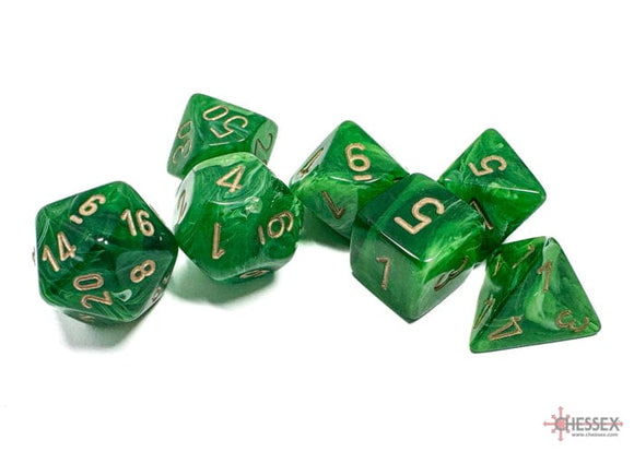 Chessex Vortex Green/gold Polyhedral 7-Dice Set 7-Die Set Chessex 