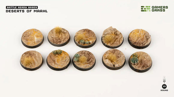 Deserts of Maahl Round 25mm (x10) Deserts of Maahl Bases Gamers Grass