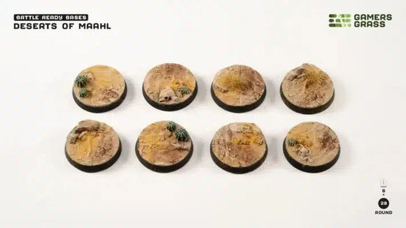 GamersGrass Deserts of Maahl - Round 28mm (x8) Deserts of Maahl Bases Gamers Grass 