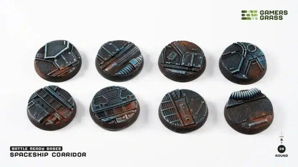 GamersGrass Spaceship Corridor - Round 28mm (x8) Spaceship Corridor Bases Gamers Grass 