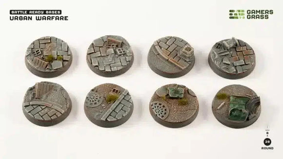 GamersGrass Urban Warfare - Round 28mm (x8) Urban Warfare Bases Gamers Grass 